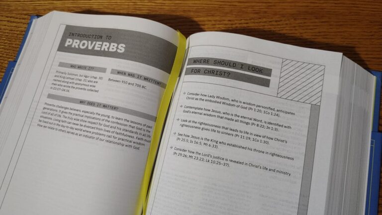 CSB Teen Study Bible open to the beginning of the book of Proverbs